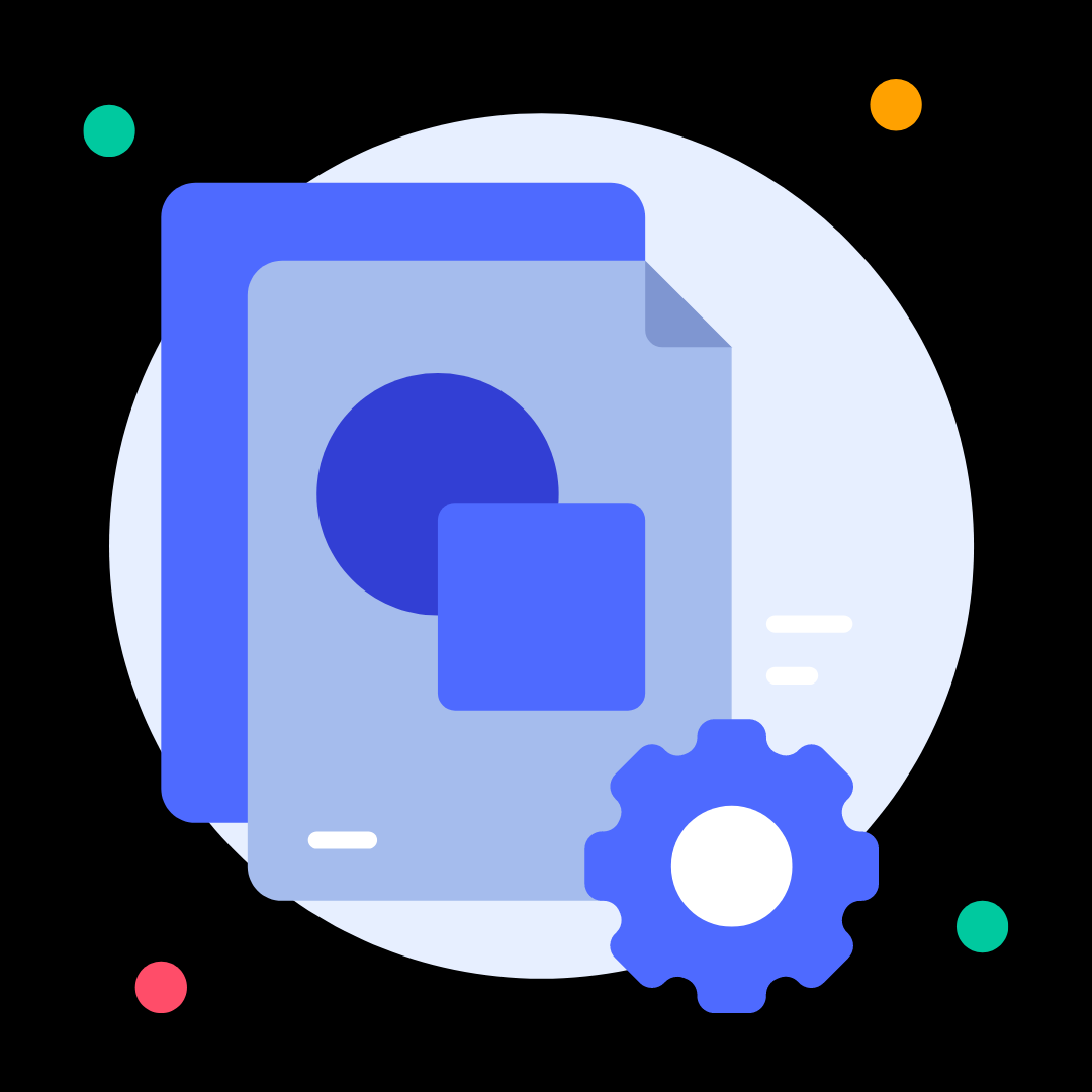 Documents and gear icon